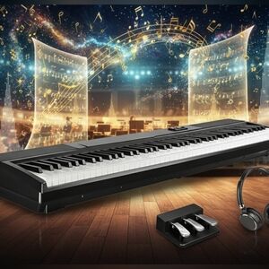 Strich Digital Piano Keyboard with Headphones & Pedals - Works Excellent